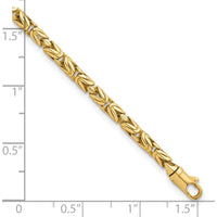 14K Yellow Gold Polished 3mm Rounded Byzantine Link Bracelet - 7.5" Length by 0