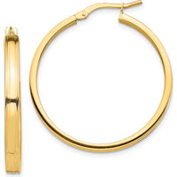 14K Yellow Gold Polished 3mm Square Tube Hoop Earrings by 0