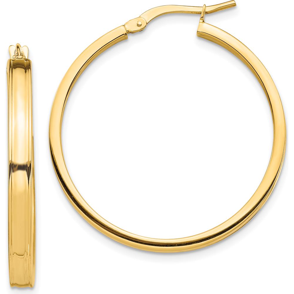 14K Yellow Gold Polished 3mm Square Tube Hoop Earrings by 0
