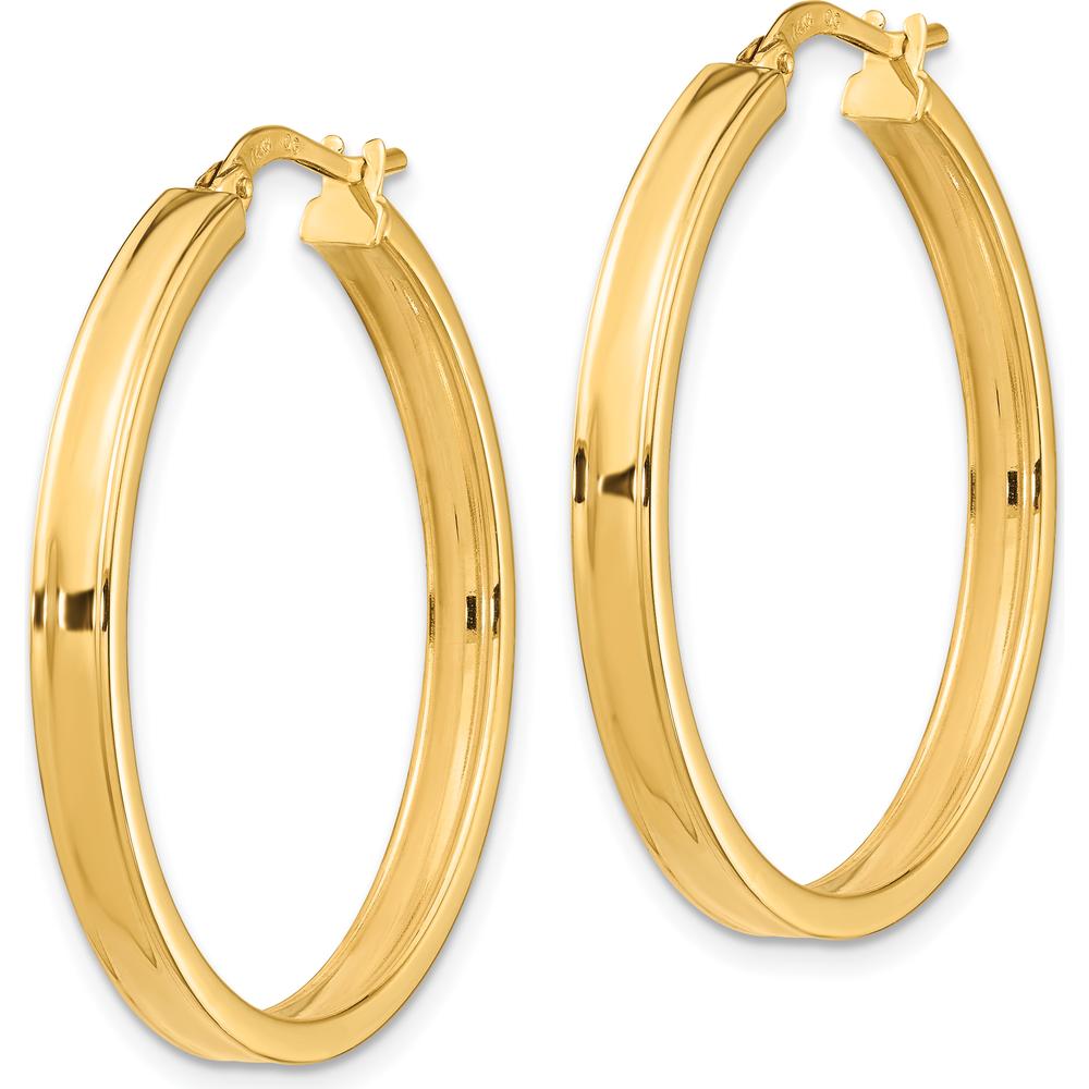 14K Yellow Gold Polished 3mm Square Tube Hoop Earrings by 0