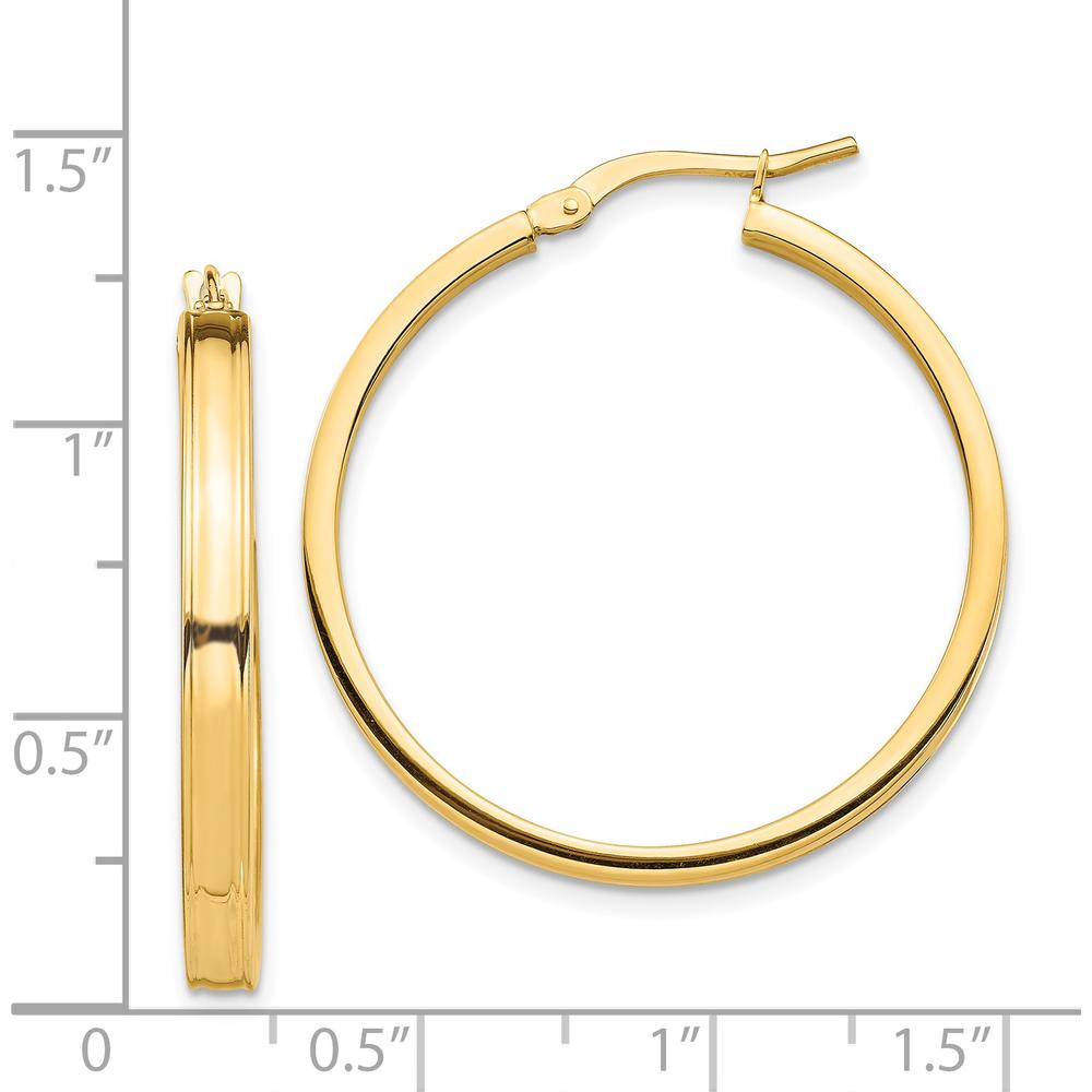 14K Yellow Gold Polished 3mm Square Tube Hoop Earrings by 0