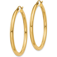 14K Yellow Gold Polished 3mm Tube Hoop Earrings - 40mm Length by 0