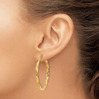 14K Yellow Gold Polished 3mm Twisted Hoop Earrings - 40mm Diameter by 0
