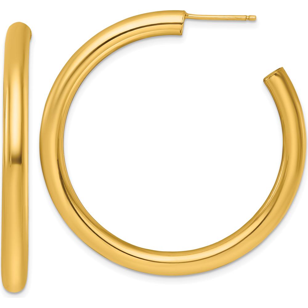 14K Yellow Gold Polished 4.0 x 45mm C-Hoop Post Earrings by 0