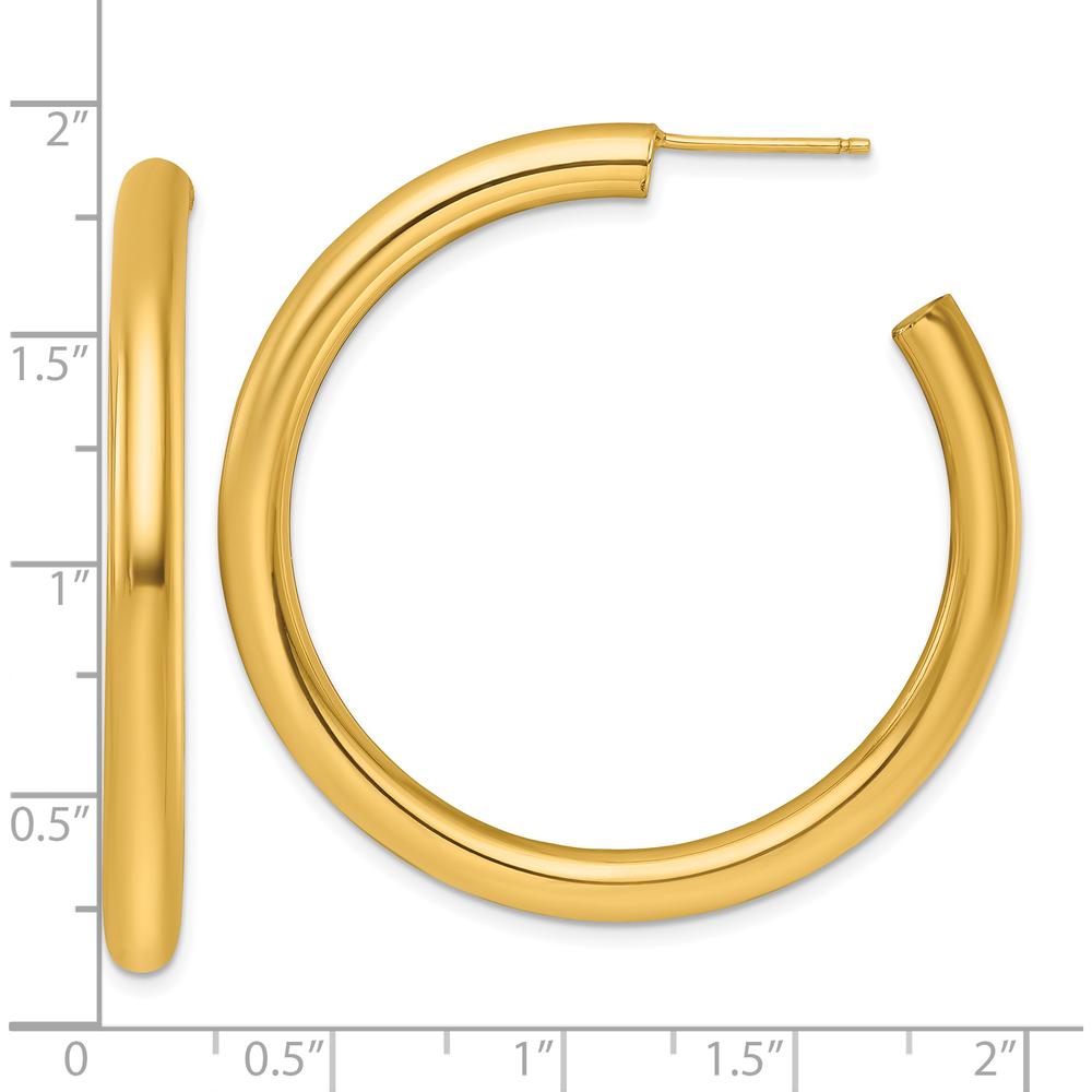 14K Yellow Gold Polished 4.0 x 45mm C-Hoop Post Earrings by 0