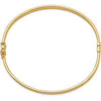 14K Yellow Gold Polished 4.00mm Hinged Oval Bangle Bracelet by Oro Pregiato