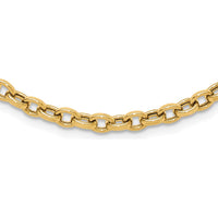 14K Yellow Gold Polished 4.25mm Fancy Oval Cable Link Necklace - 17.5 Inches by 0