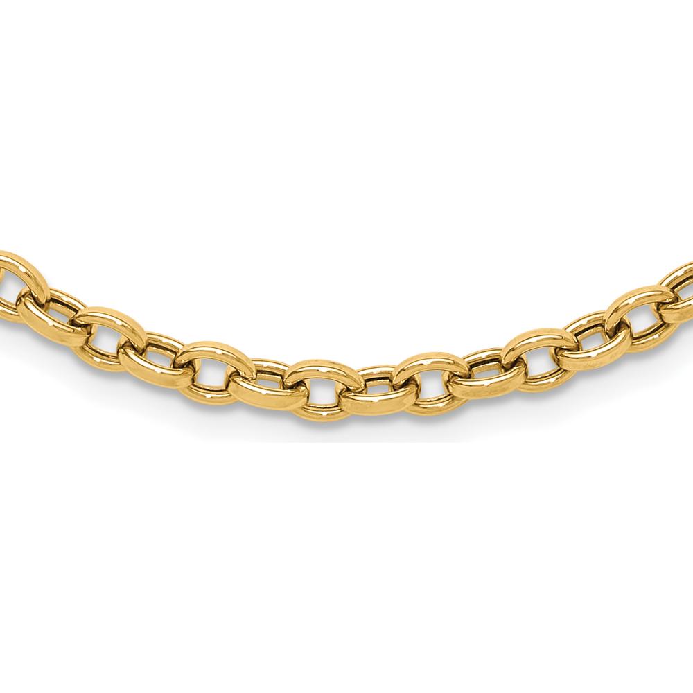 14K Yellow Gold Polished 4.25mm Fancy Oval Cable Link Necklace - 17.5 Inches by 0