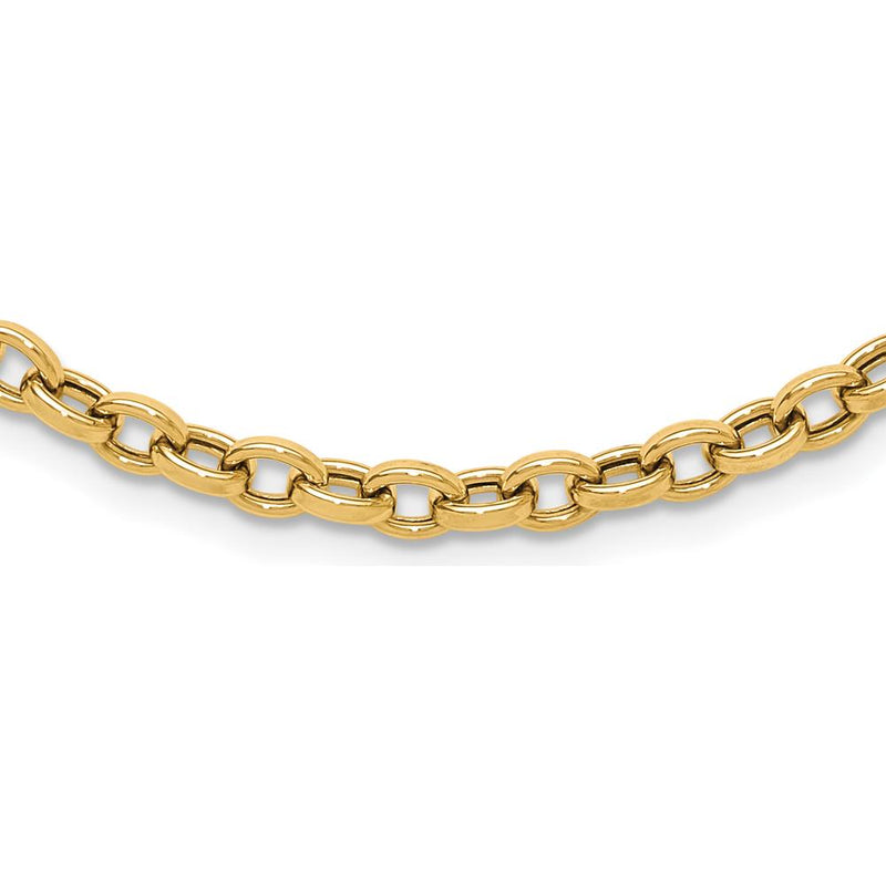 14K Yellow Gold Polished 4.25mm Fancy Oval Cable Link Necklace - 17.5 Inches by 0