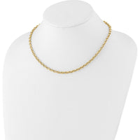 14K Yellow Gold Polished 4.25mm Fancy Oval Cable Link Necklace - 17.5 Inches by 0