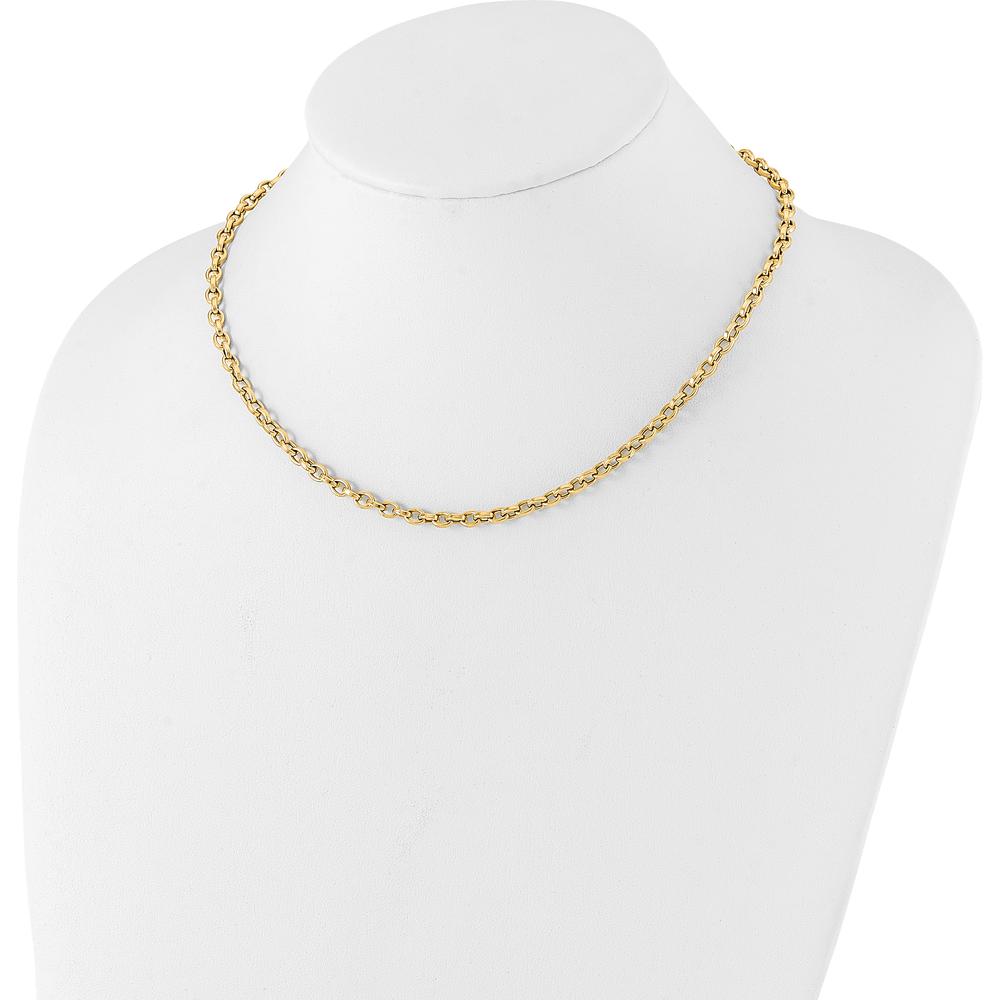 14K Yellow Gold Polished 4.25mm Fancy Oval Cable Link Necklace - 17.5 Inches by 0