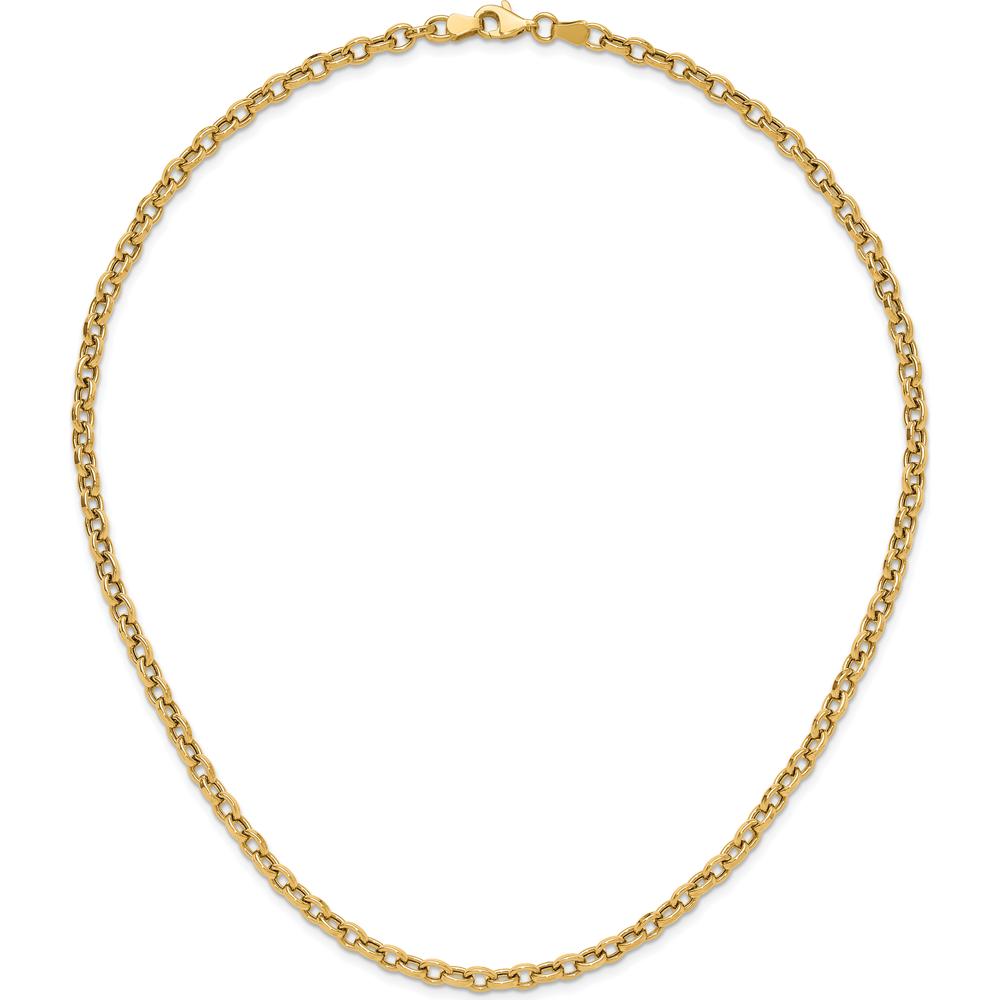 14K Yellow Gold Polished 4.25mm Fancy Oval Cable Link Necklace - 17.5 Inches by 0