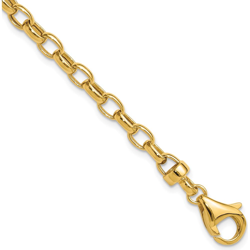 14K Yellow Gold Polished 4.5mm Fancy Oval Link Bracelet - 7.5" Length by 0
