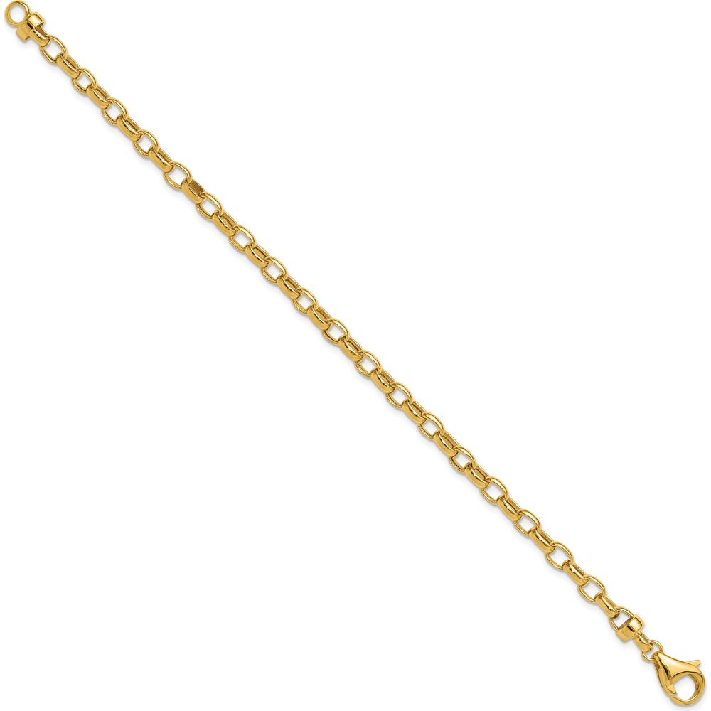 14K Yellow Gold Polished 4.5mm Fancy Oval Link Bracelet - 7.5" Length by 0