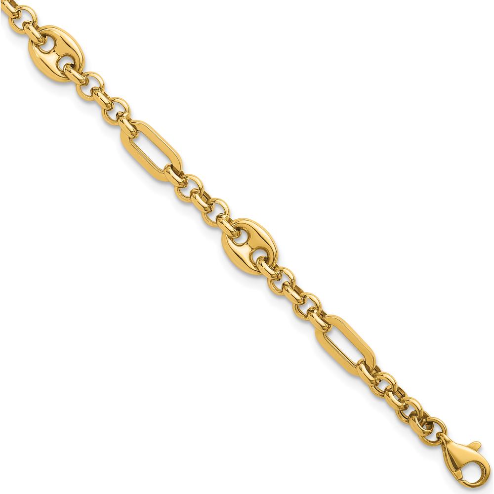 14K Yellow Gold Polished 4.6mm Fancy Multi-link Bracelet - 7.5" Length by 0