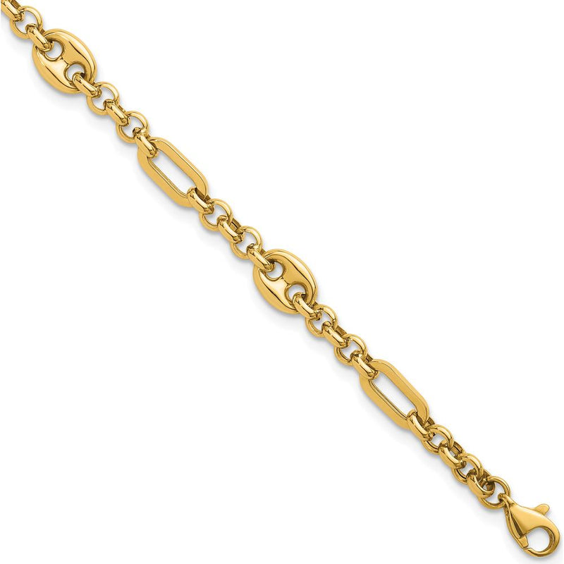 14K Yellow Gold Polished 4.6mm Fancy Multi-link Bracelet - 7.5" Length by 0