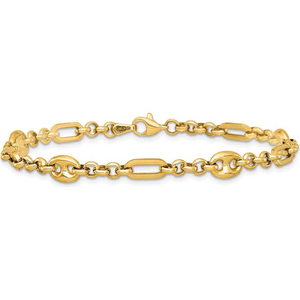 14K Yellow Gold Polished 4.6mm Fancy Multi-link Bracelet - 7.5" Length by 0