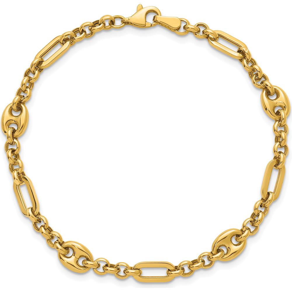 14K Yellow Gold Polished 4.6mm Fancy Multi-link Bracelet - 7.5" Length by 0