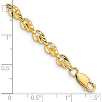 14K Yellow Gold Polished 4.75mm Diamond-Cut Leaf Bracelet - 7 Inches by Oro Pregiato