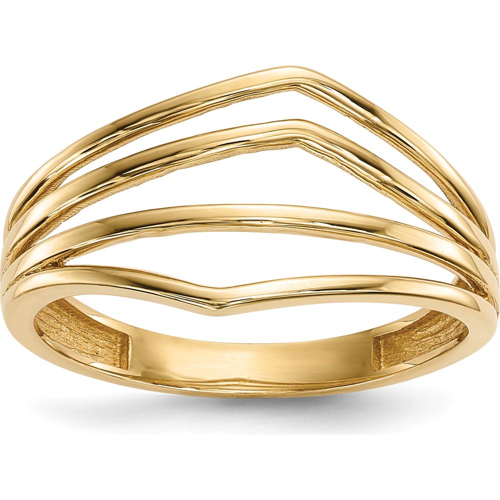 14K Yellow Gold Polished 4-Bar Fashion Ring with Textured Detail by 0