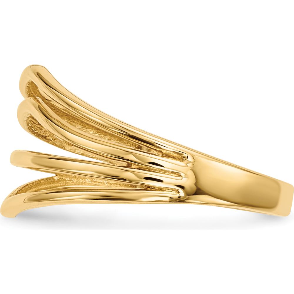14K Yellow Gold Polished 4-Bar Fashion Ring with Textured Detail by 0