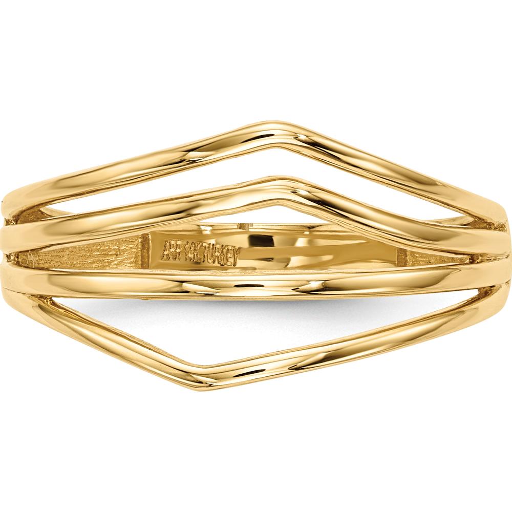 14K Yellow Gold Polished 4-Bar Fashion Ring with Textured Detail by 0