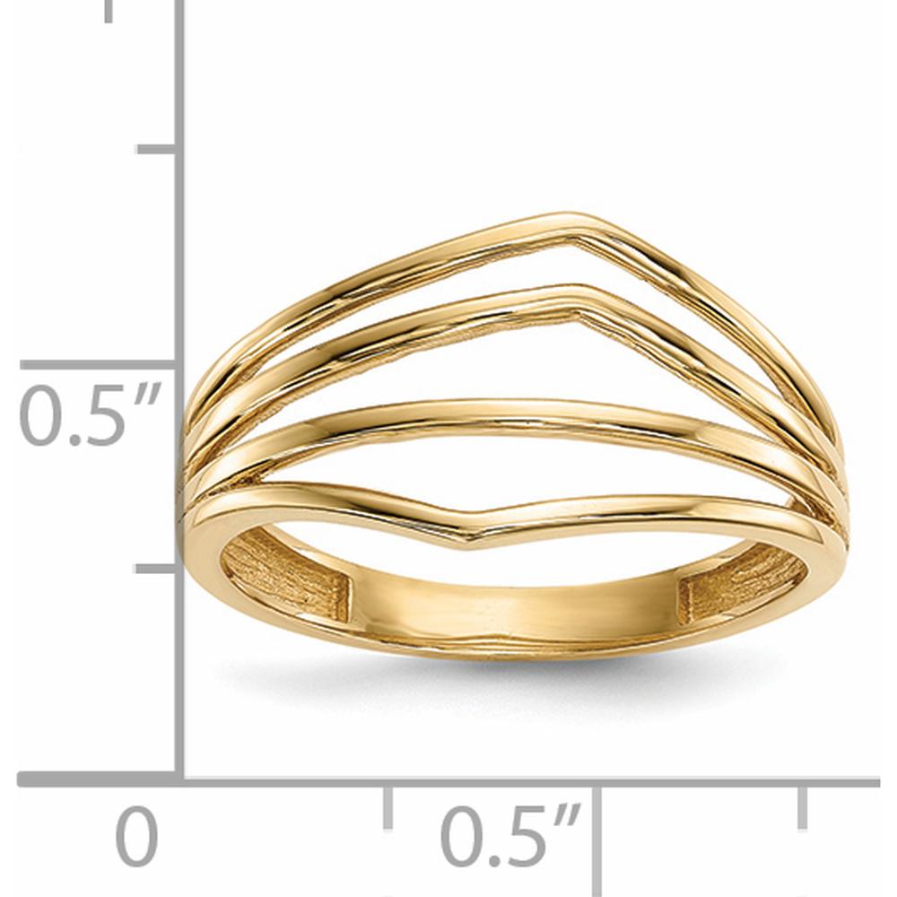 14K Yellow Gold Polished 4-Bar Fashion Ring with Textured Detail by 0