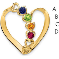 14K Yellow Gold Polished 4-Stone Mother's Heart Slide Pendant Mounting by Oro Pregiato