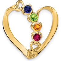 14K Yellow Gold Polished 4-Stone Mother's Heart Slide Pendant Mounting by Oro Pregiato