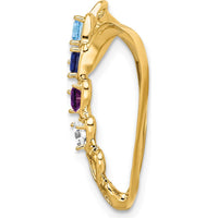 14K Yellow Gold Polished 4-Stone Mother's Heart Slide Pendant Mounting by Oro Pregiato