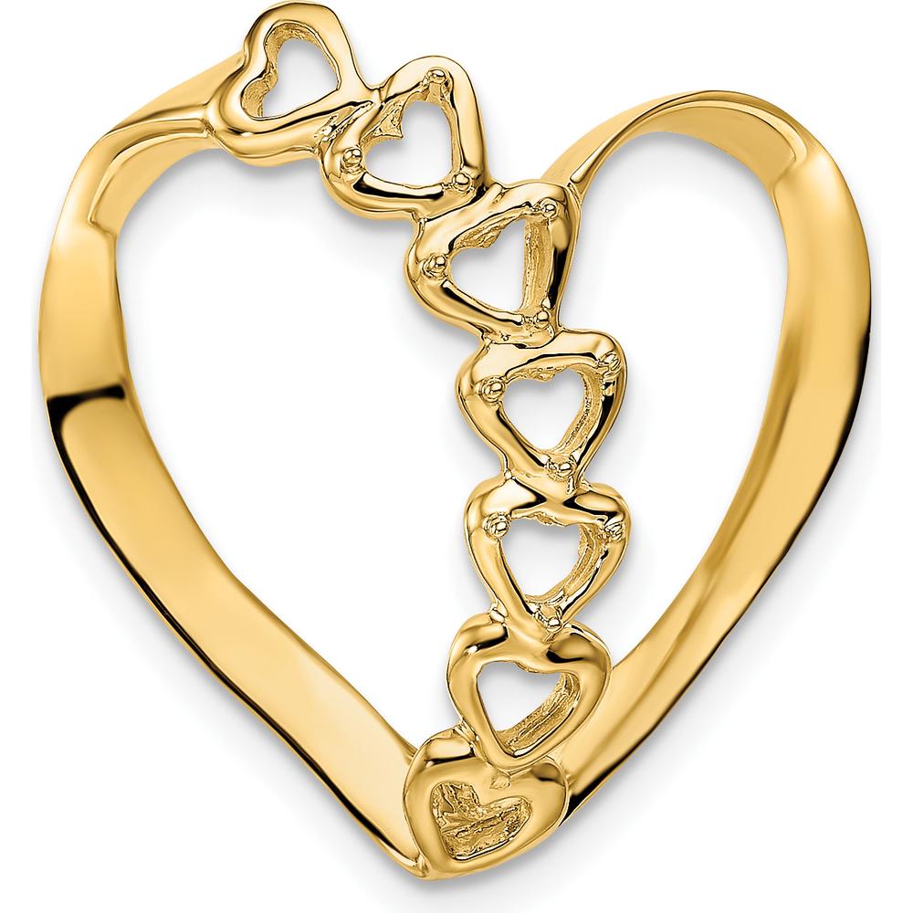 14K Yellow Gold Polished 4-Stone Mother's Heart Slide Pendant Mounting by Oro Pregiato