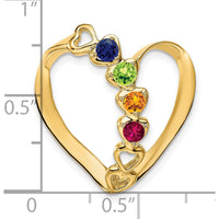 14K Yellow Gold Polished 4-Stone Mother's Heart Slide Pendant Mounting by Oro Pregiato