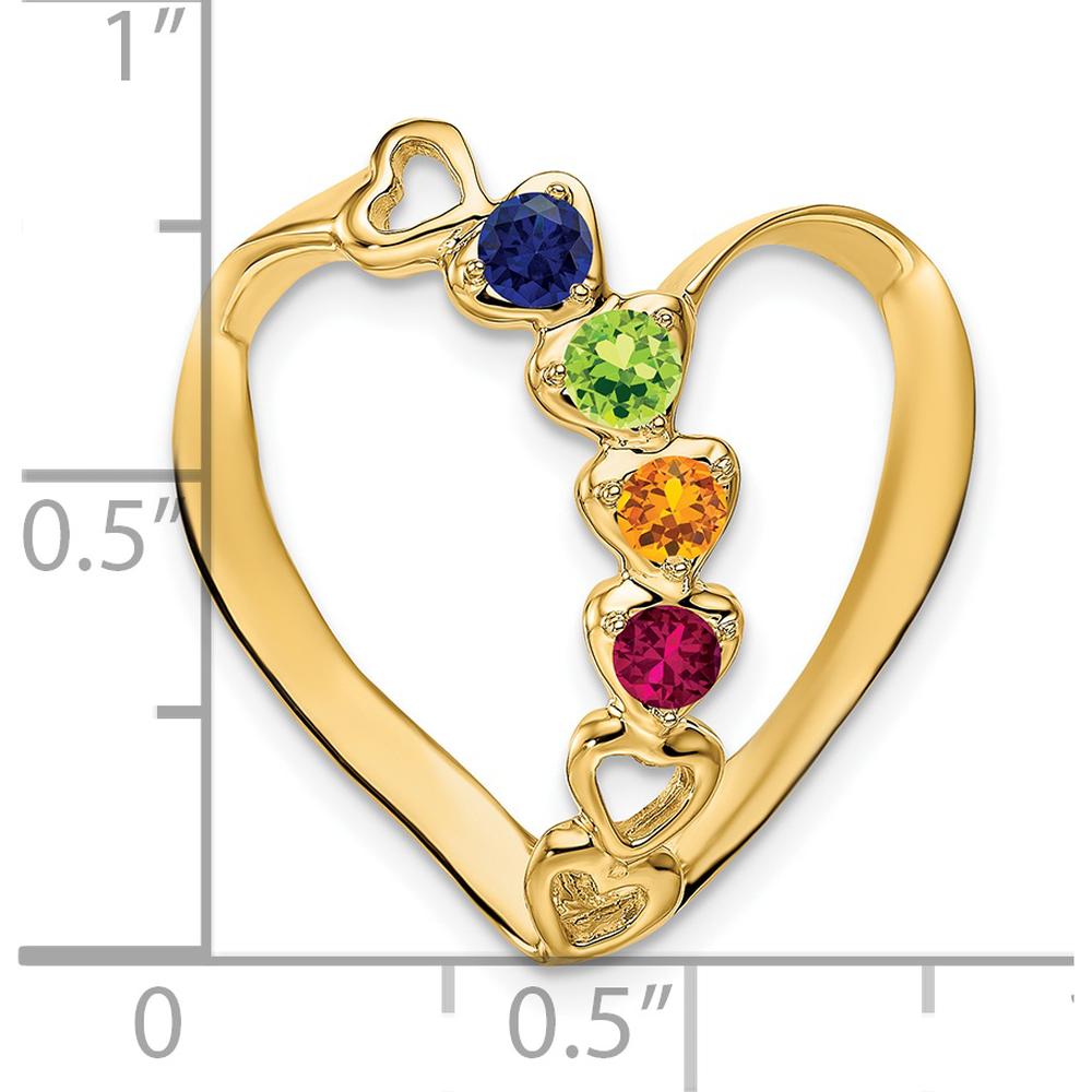 14K Yellow Gold Polished 4-Stone Mother's Heart Slide Pendant Mounting by Oro Pregiato