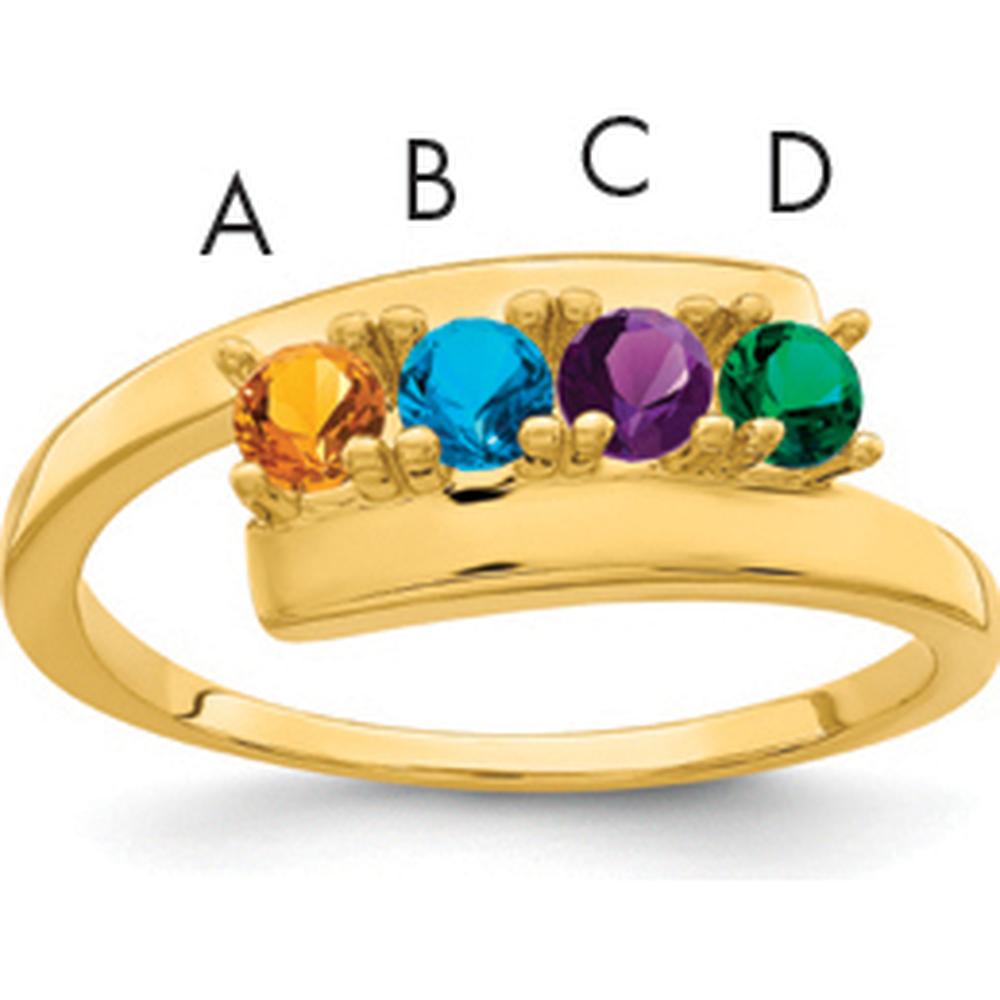 14K Yellow Gold Polished 4-Stone Mother's Ring Mounting by Monteluci Fine Jewelry
