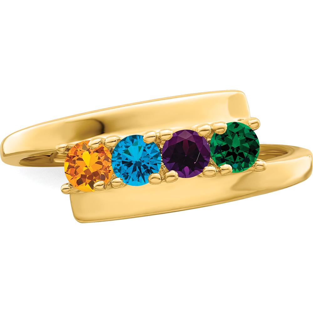 14K Yellow Gold Polished 4-Stone Mother's Ring Mounting by Monteluci Fine Jewelry