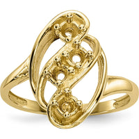 14K Yellow Gold Polished 4-Stone Mother's Ring Mounting by Oro Pregiato