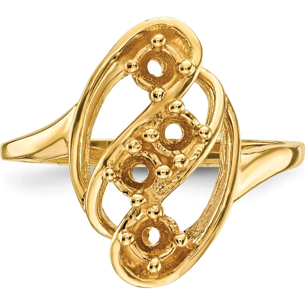 14K Yellow Gold Polished 4-Stone Mother's Ring Mounting by Oro Pregiato