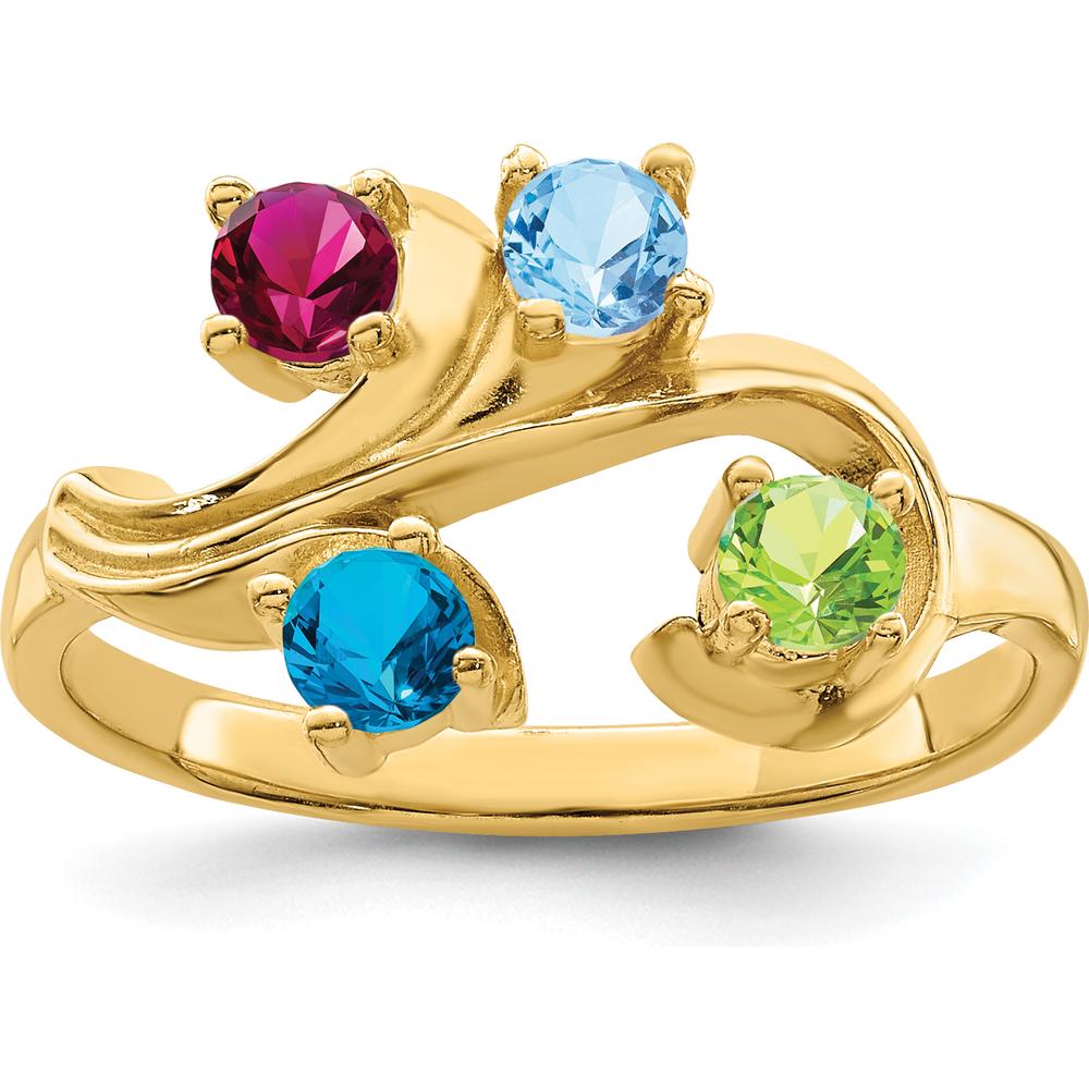 14K Yellow Gold Polished 4-Stone Mother's Ring Mounting by Monteluci Fine Jewelry