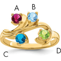 14K Yellow Gold Polished 4-Stone Mother's Ring Mounting by Monteluci Fine Jewelry