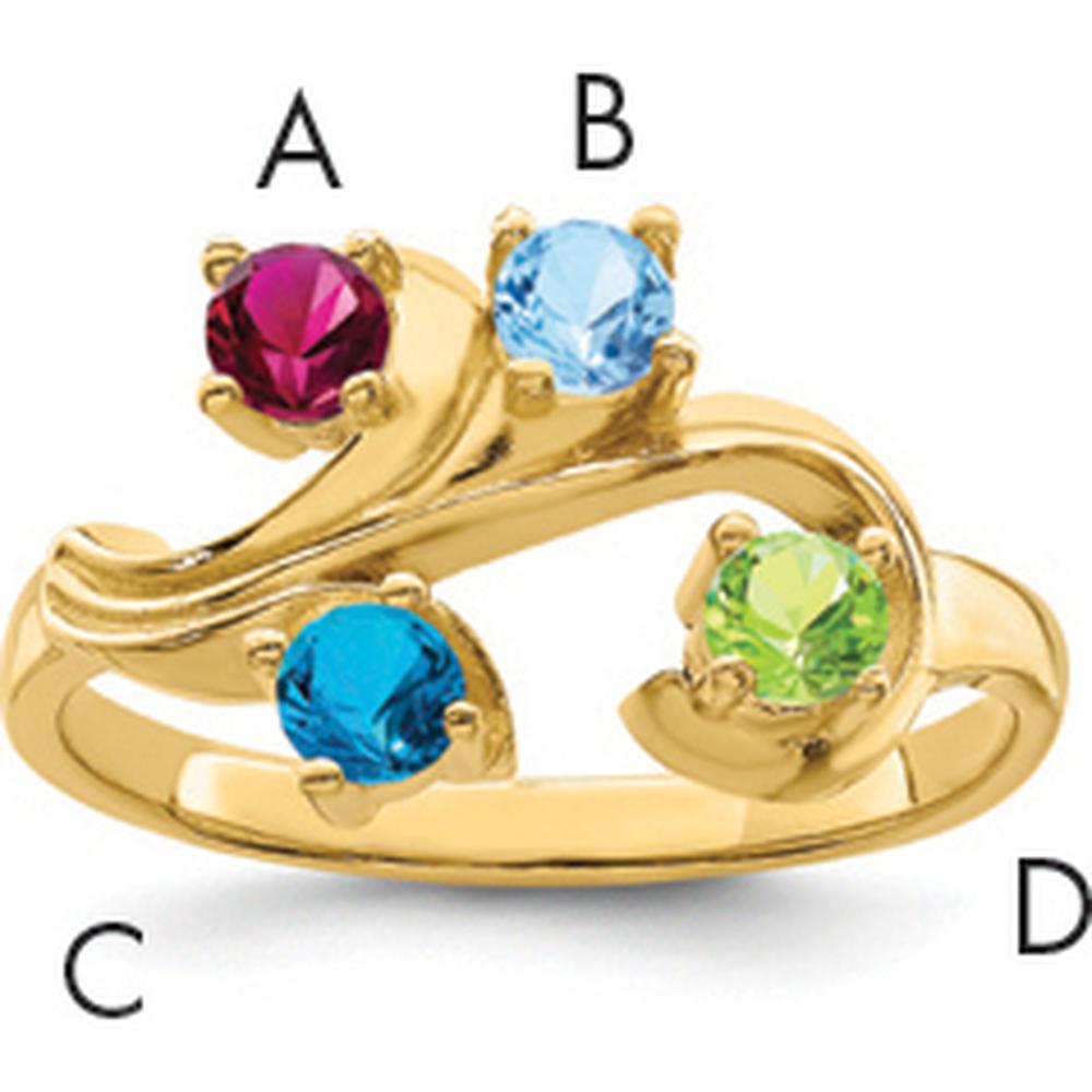 14K Yellow Gold Polished 4-Stone Mother's Ring Mounting by Monteluci Fine Jewelry