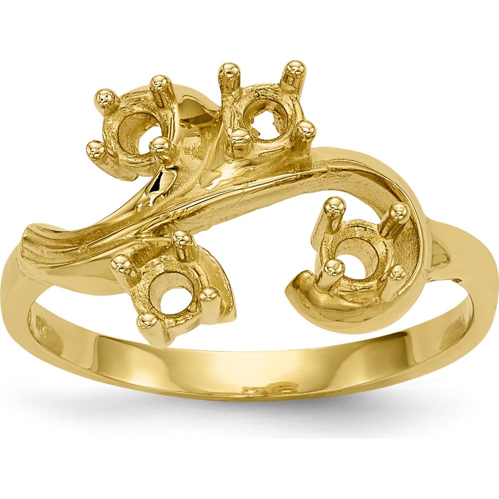 14K Yellow Gold Polished 4-Stone Mother's Ring Mounting by Monteluci Fine Jewelry