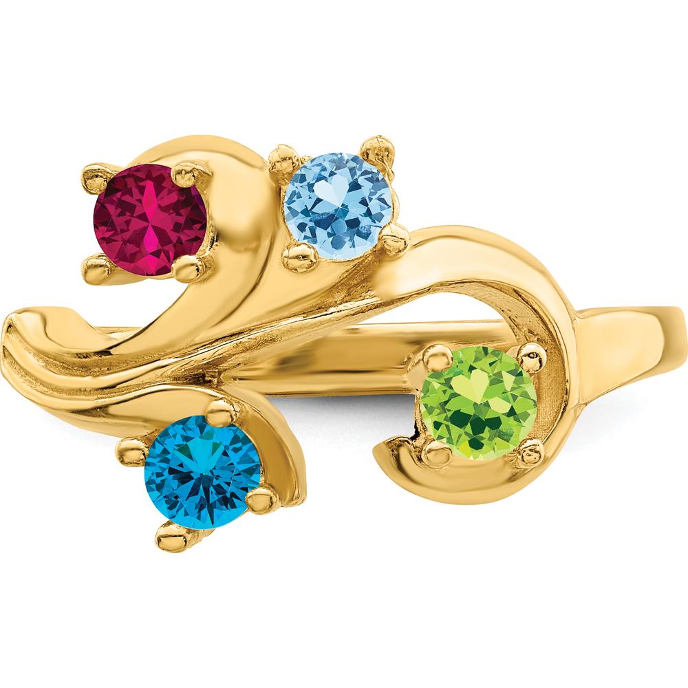 14K Yellow Gold Polished 4-Stone Mother's Ring Mounting by Monteluci Fine Jewelry