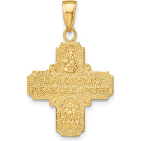 14K Yellow Gold Polished 4-Way Medal Pendant - Religious Charm 28mm by Oro Pregiato