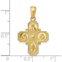 14K Yellow Gold Polished 4-Way Medal Pendant - Religious Charm 28mm by Oro Pregiato