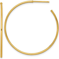 14K Yellow Gold Polished 40mm C-Hoop Post Earrings by 0