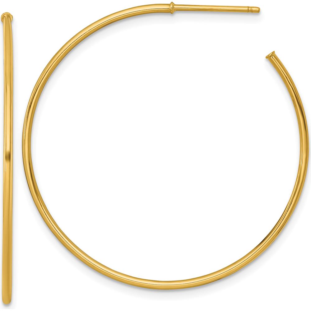 14K Yellow Gold Polished 40mm C-Hoop Post Earrings by 0