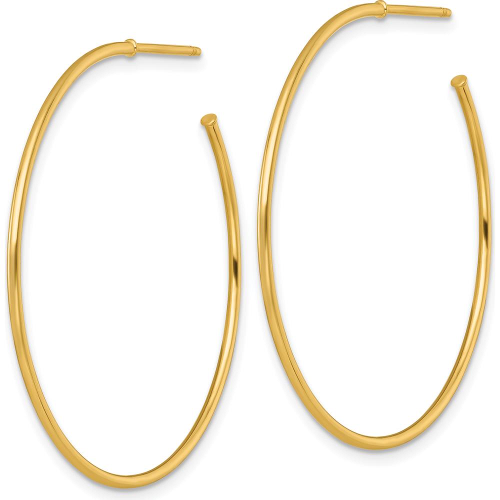 14K Yellow Gold Polished 40mm C-Hoop Post Earrings by 0