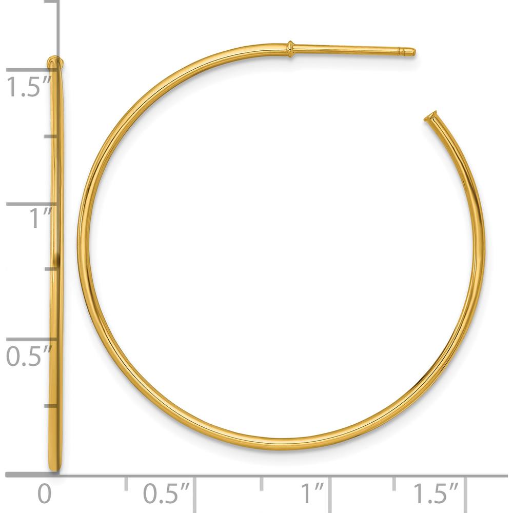 14K Yellow Gold Polished 40mm C-Hoop Post Earrings by 0