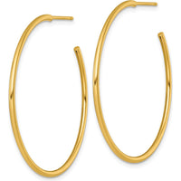 14K Yellow Gold Polished 40mm C-Hoop Post Earrings by 0