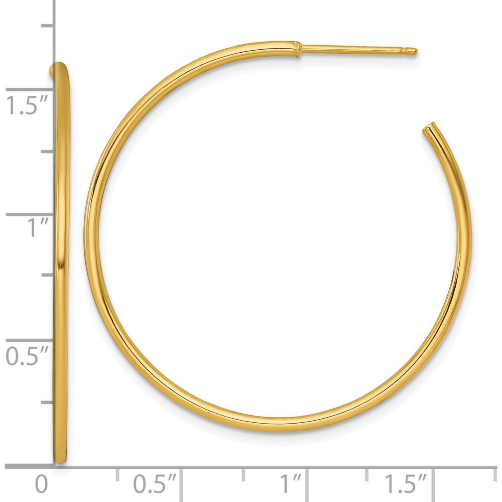 14K Yellow Gold Polished 40mm C-Hoop Post Earrings by 0